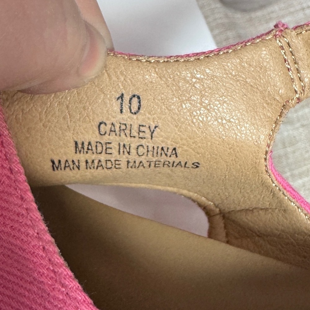 Corkys Carley Pink Canvas Wedge Sandals Studded Platform Slingback Womens 10 - Picture 6 of 6